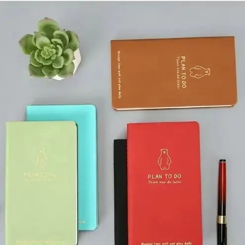 A6 Daily Planner Notebook Cute Bear PU Leather Do Journal 180 Lay