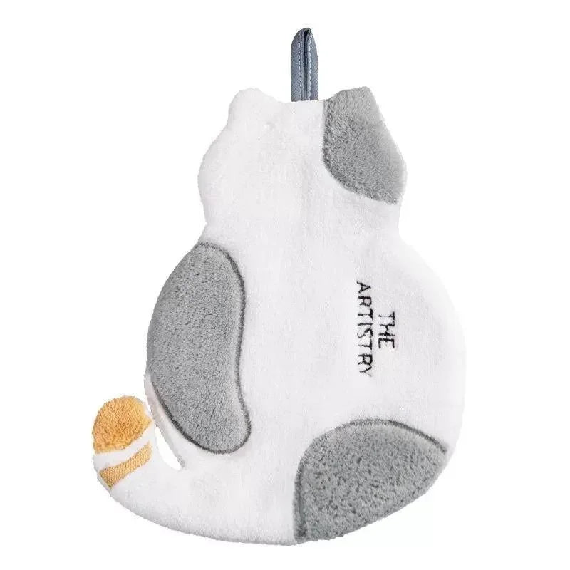 Cute Cat Hand Towel for Kids – Fast-Dry Coral Fleece