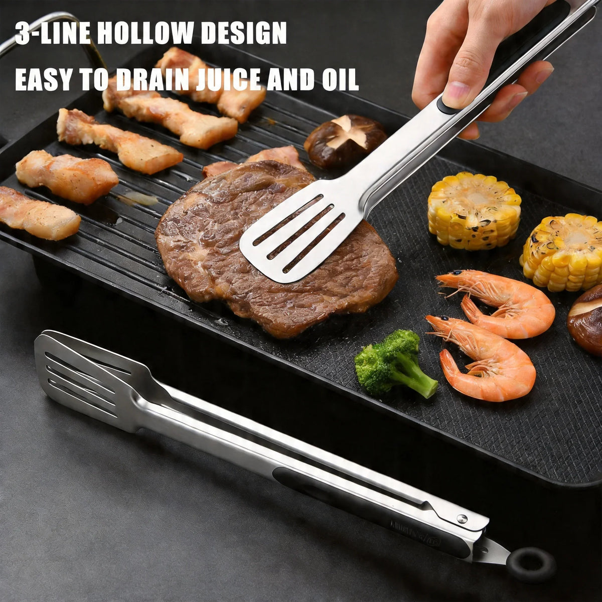 Stainless Steel Kitchen Tongs Set – BBQ, Baking & Grilling