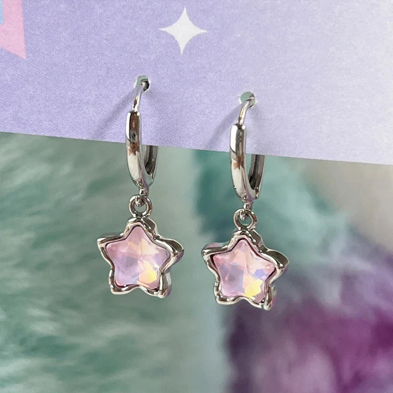 Gothic Star Pendant Hoop Earrings | Y2K Goth Harajuku Jewelry