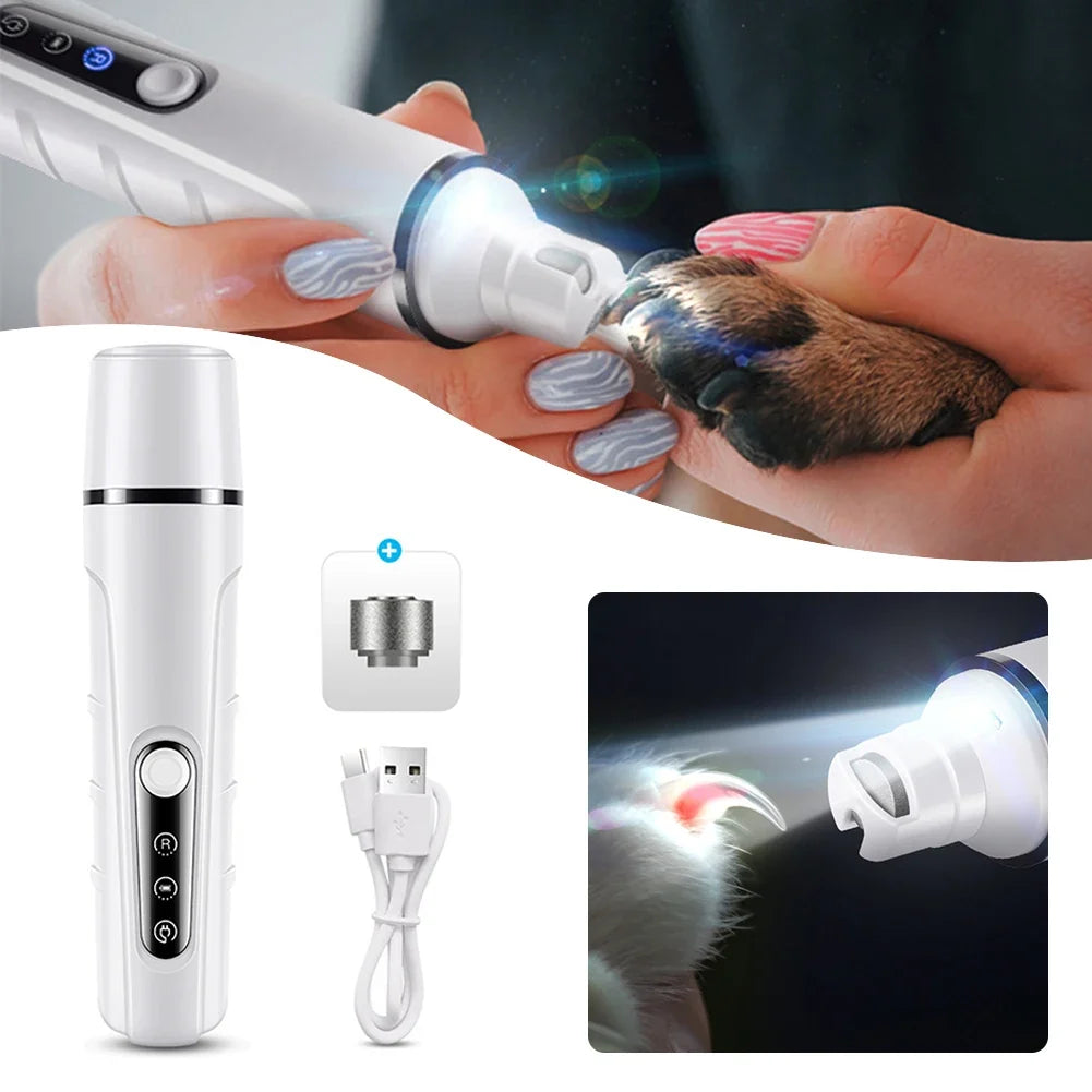 Electric Pet Nail Grinder with LED Light | 3-Speed USB Rechargeable