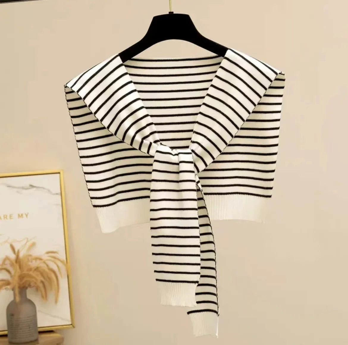 Women's Knitted Stripe Capelet – Lightweight Shoulder Wrap Shawl