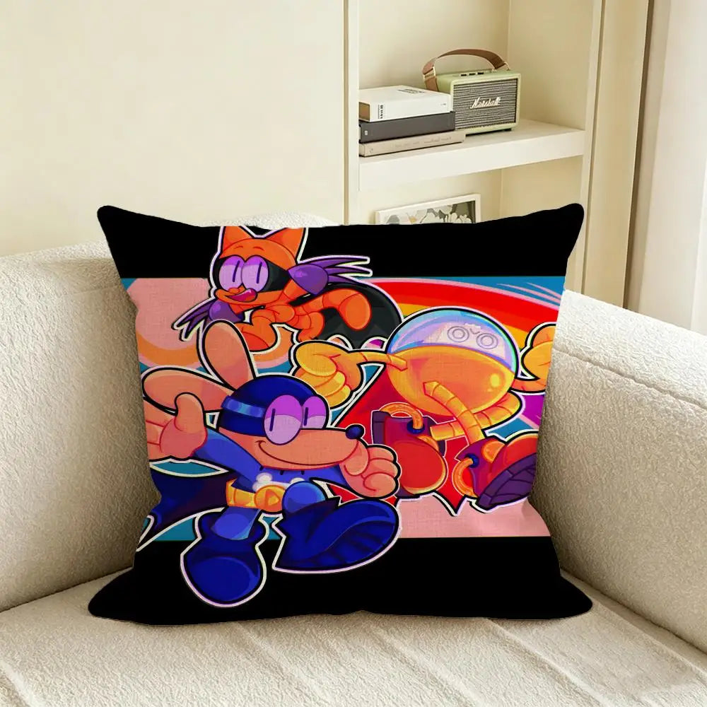 Cartoon Dog & Man Linen Cushion Cover – Sofa, Bed & Chair
