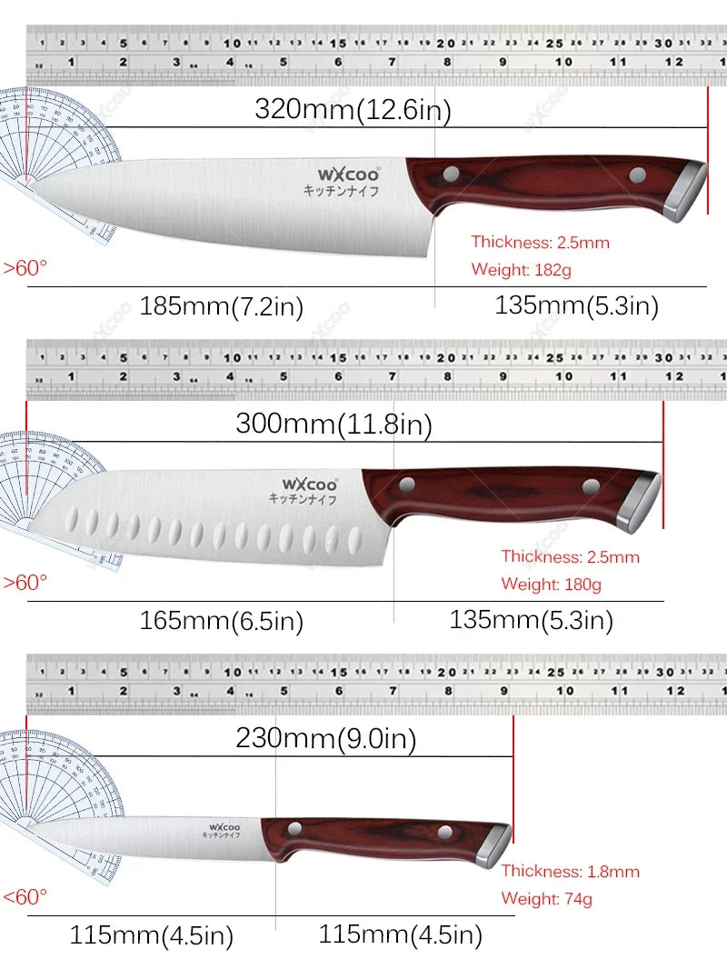 WXCOO Japanese Chef Knife Set – Sharp Stainless Steel Kitchen