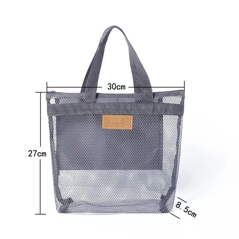 Travel Beach Tote Bag with Mesh Pockets – Swim & Gym Organizer