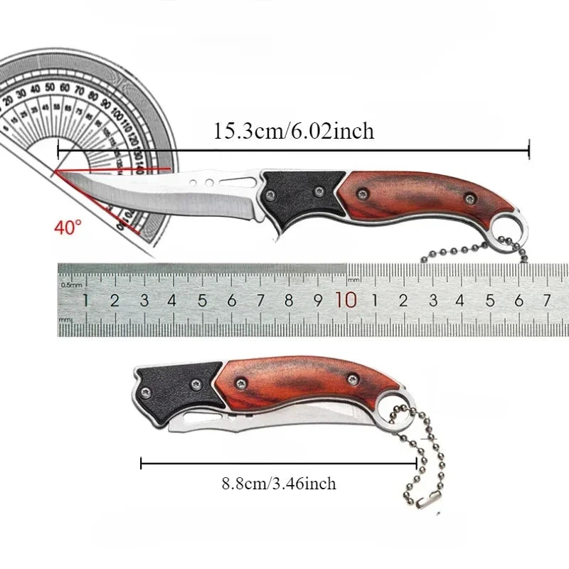Multifunctional Utility Knife – Stainless Steel Blade & Wood Handle