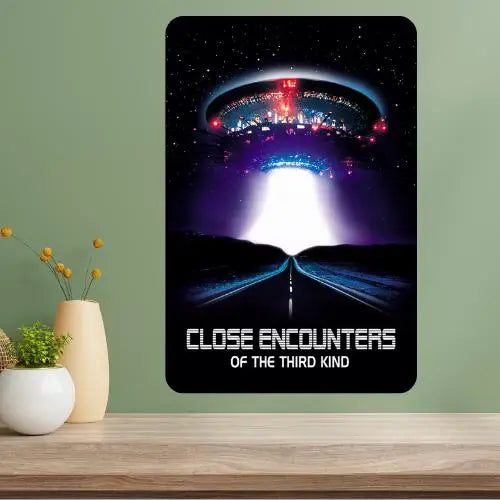 Close Encounters Metal Movie Poster Sign – Vintage Aluminum Wall Art