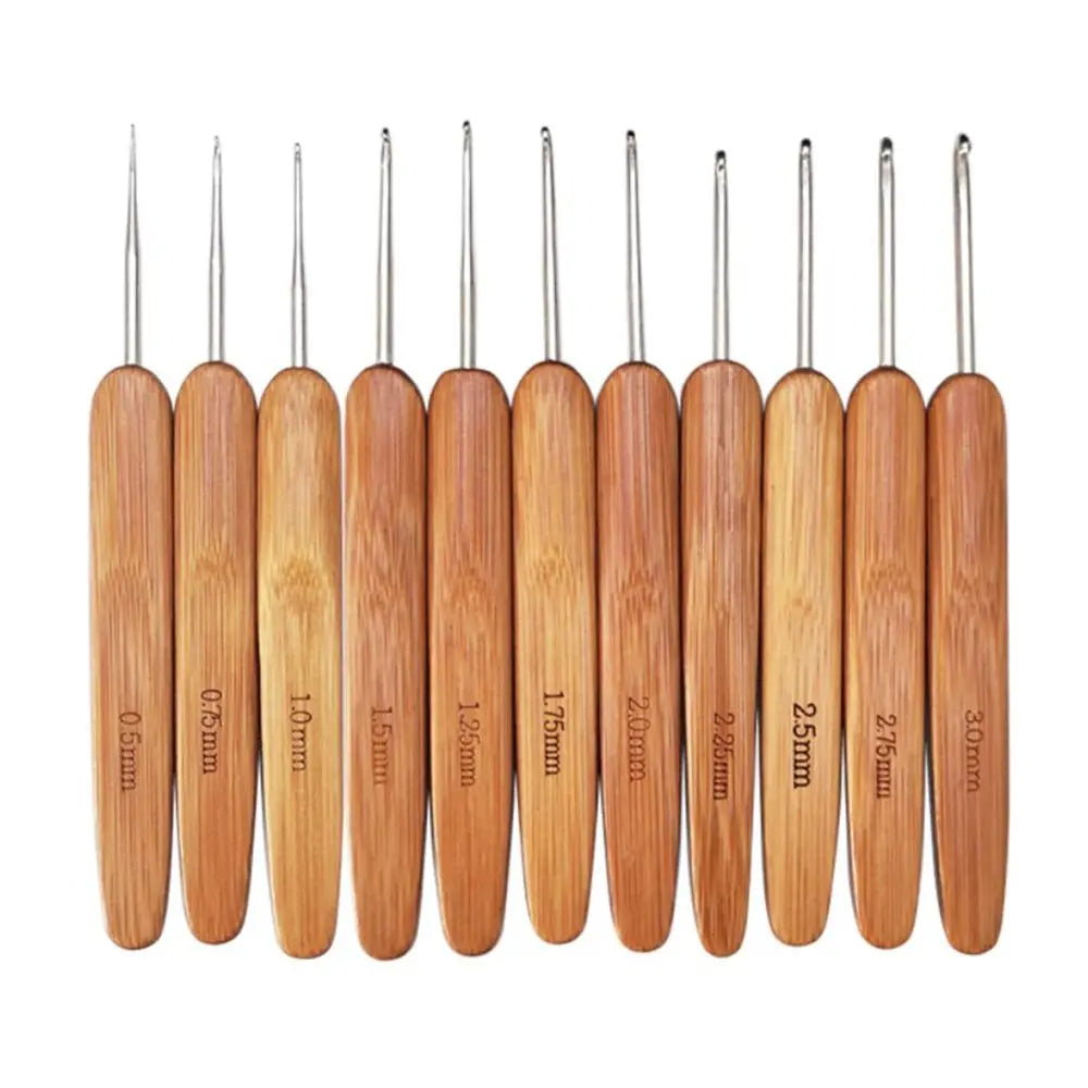 Bamboo Wooden Handle Crochet Hook Hooks Ergonomic Needles Weave Yarn