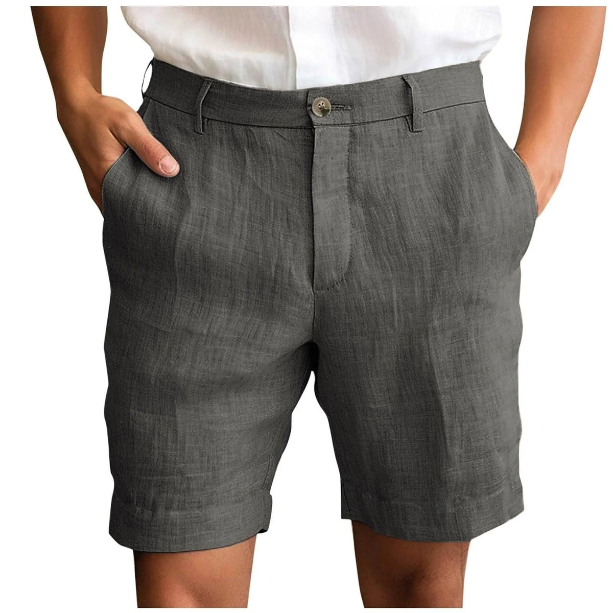 Men's Cotton Linen Shorts | Casual Beach Shorts with Pockets
