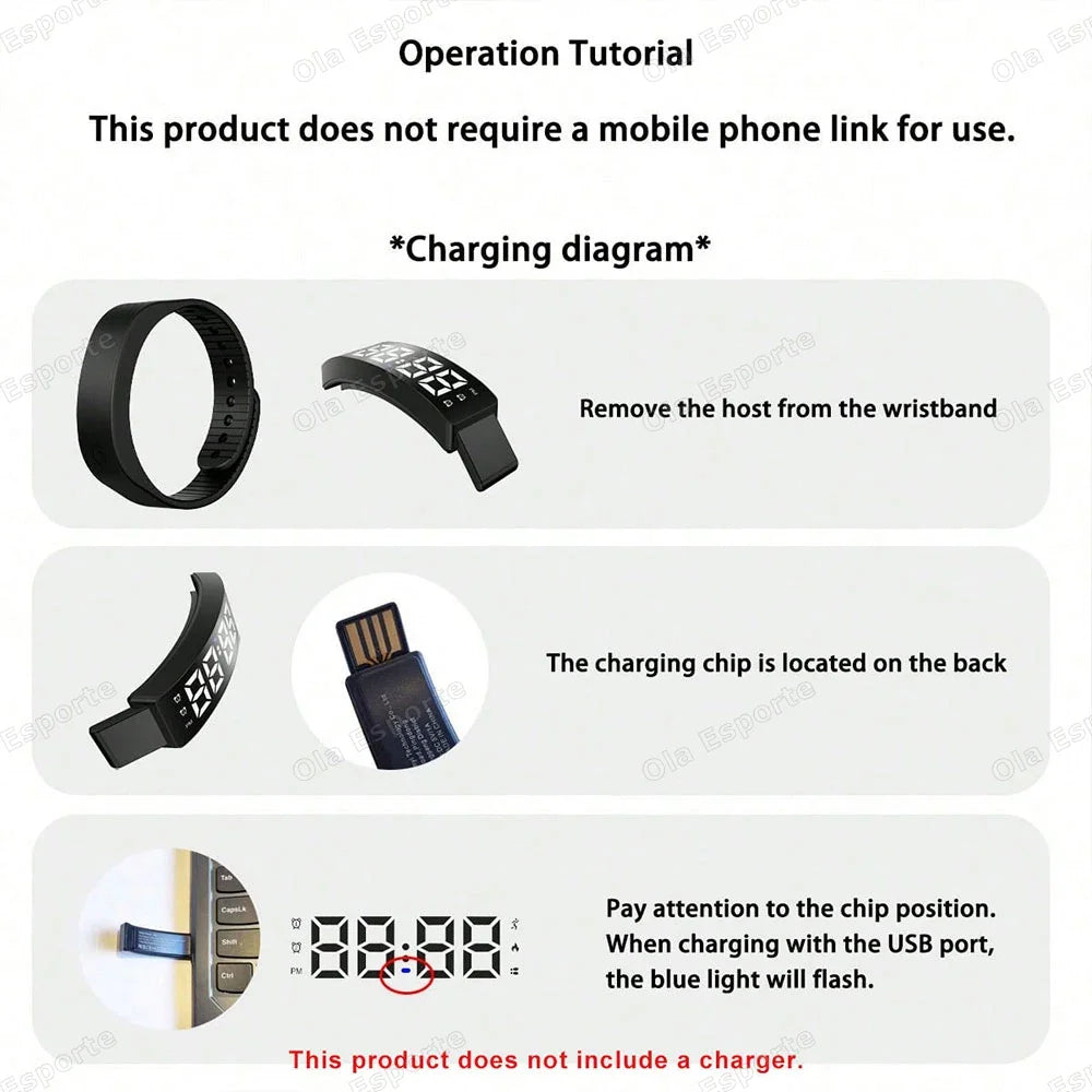 LED Fitness Tracker Bracelet | Pedometer, Alarm & Sleep Monitor