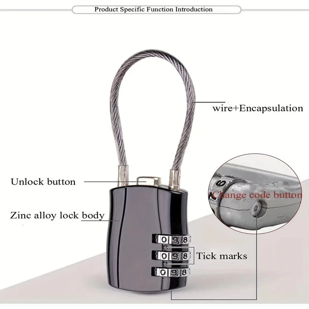 3-Digit Combination Padlock – Luggage, Locker & Toolbox Lock