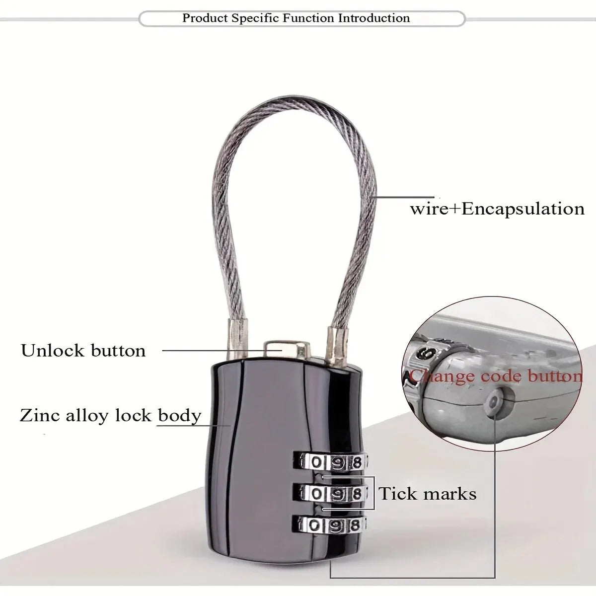 3-Digit Combination Padlock – Luggage, Locker & Toolbox Lock