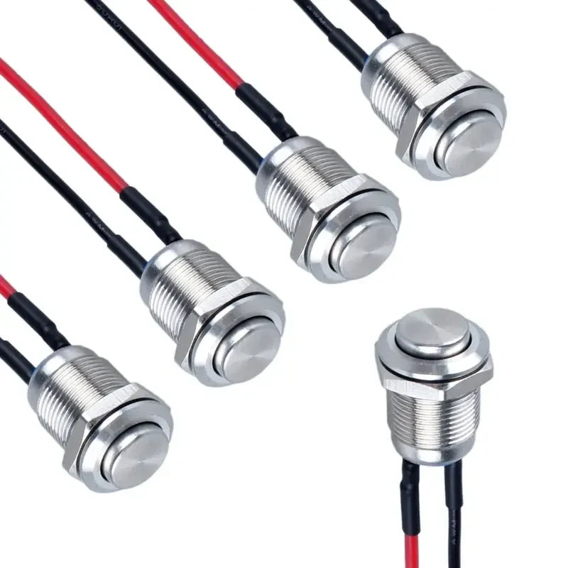 Round Head Momentary Push Button Switch Stainless Steel 1NO Normally