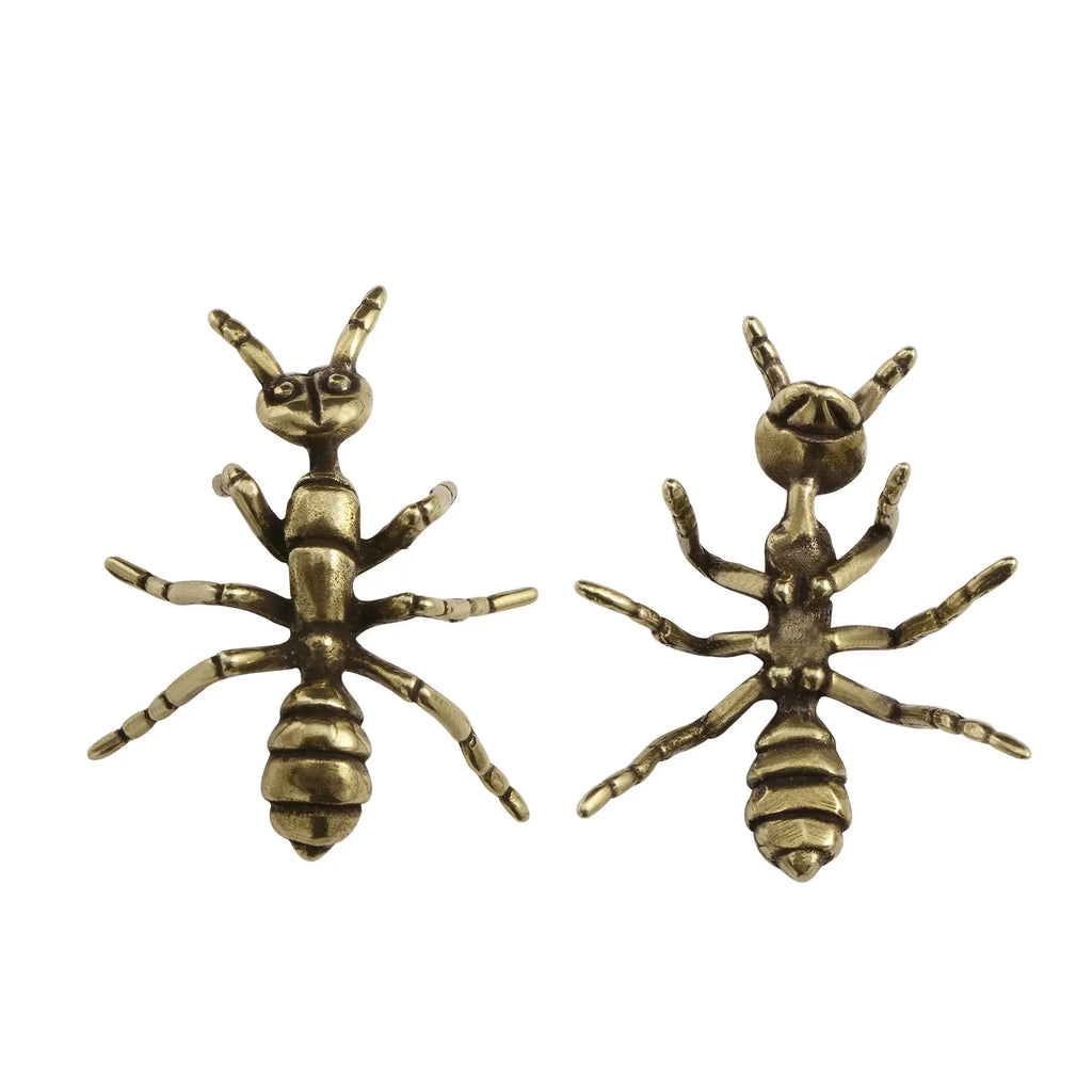Brass Ant Figurines – Miniature Copper Insect Desk Ornament