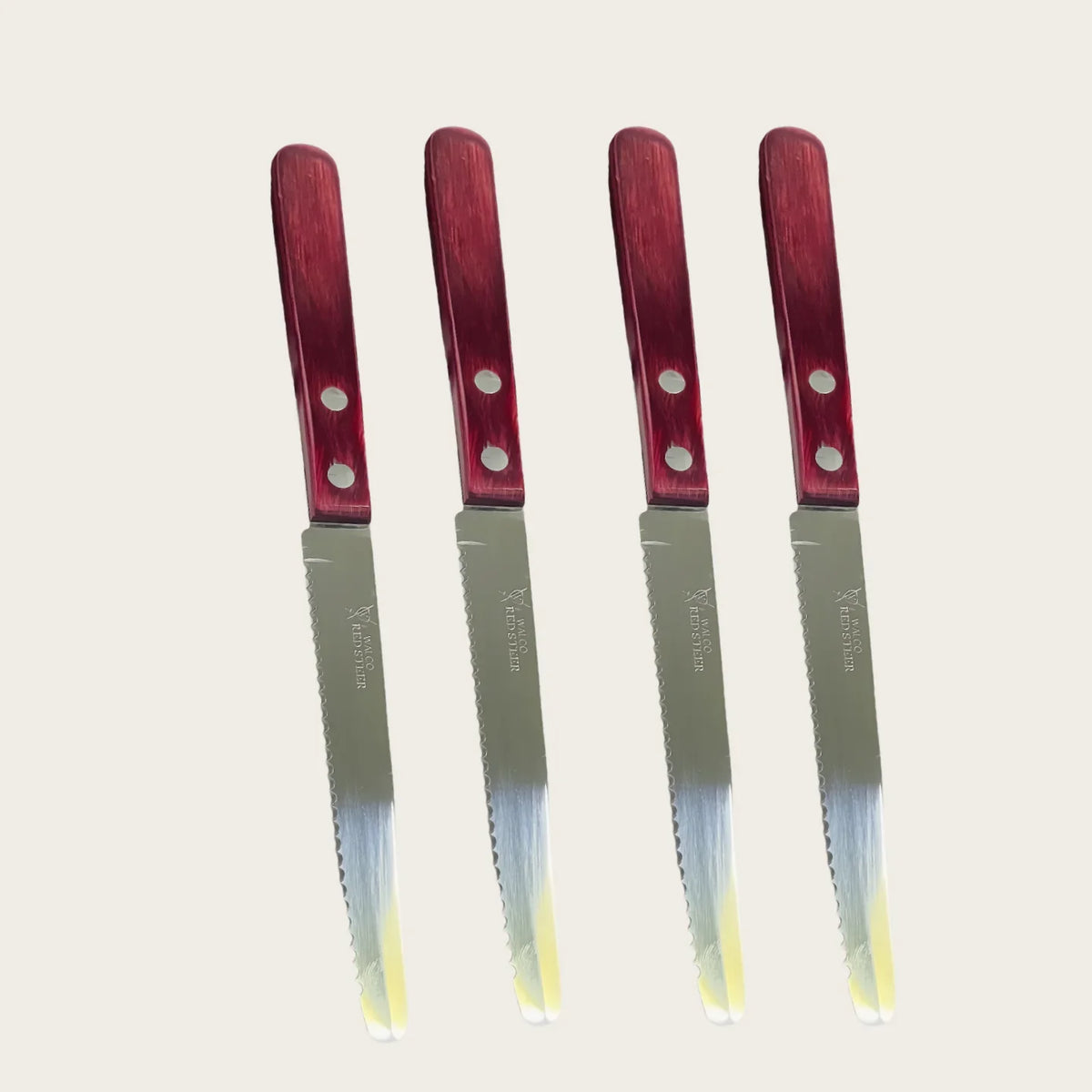 Stainless Steel Steak Knife – Red Polywood Handle | Dishwasher Safe