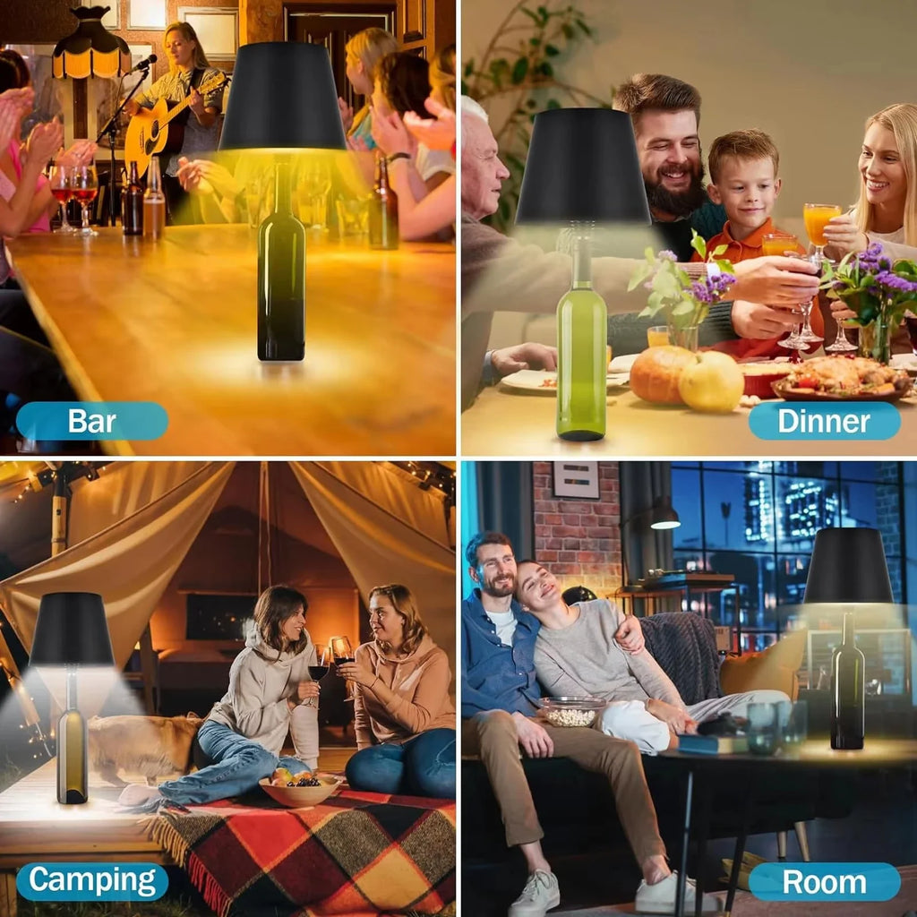 Wireless Wine Bottle LED Table Lamp | Touch Dim USB-C