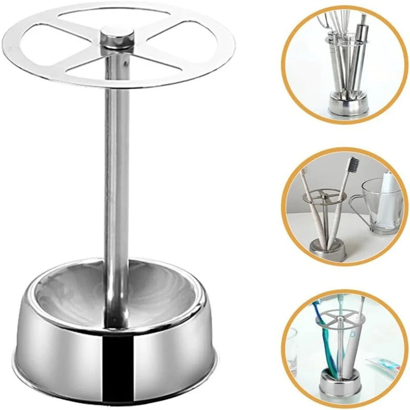 Stainless Steel Toothbrush Holder Makeup Brush Organizer 6 Slots Wall