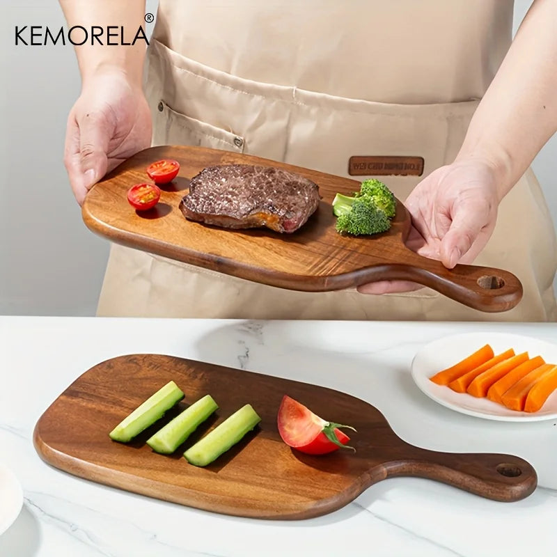 KEMORELA Wooden Cutting Board with Handle | Food-Safe Wood
