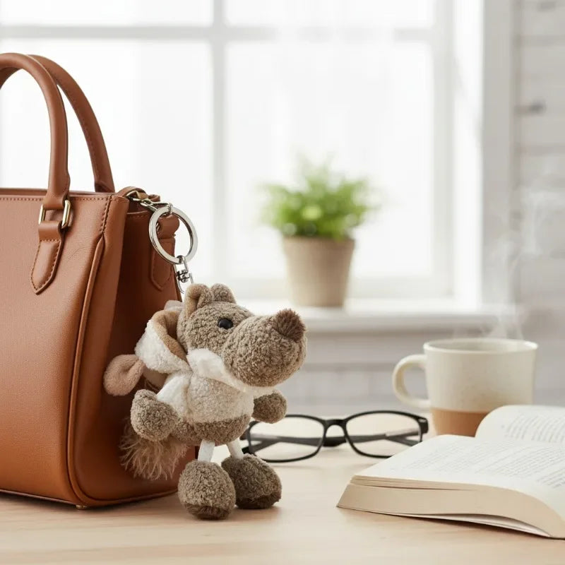 Wolf Plush Keychain Backpack Charm | Cute Stuffed Animal Gift