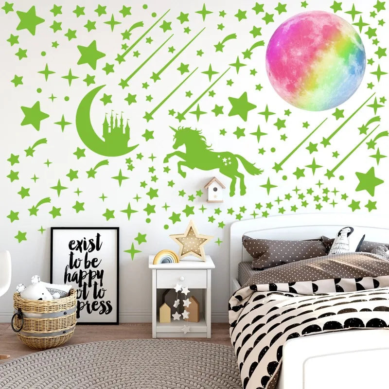 Glow in the Dark Unicorn Wall Sticker | 20cm Kids Room Decal