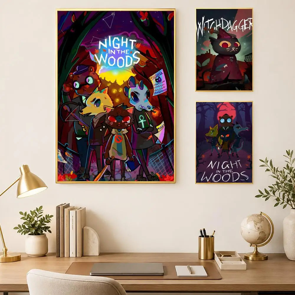 Game Night in the Wood Self-Stick HD Wall Art Poster
