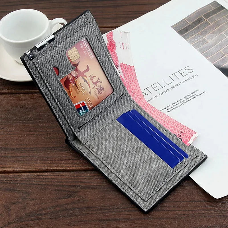 Slim Denim Cowhide Bifold Wallet – Unisex Card & Coin Purse