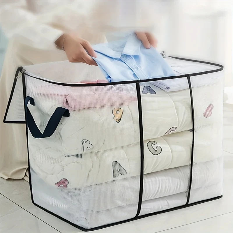 Large Transparent Storage Bag Zipper Handle Heavy-duty Plastic