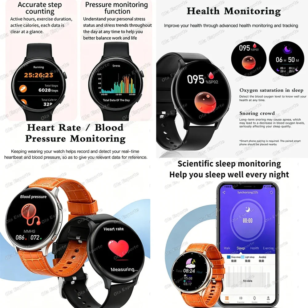 Smart Watch Men AMOLED Screen Heart Rate AI Voice Assistant GPS Track