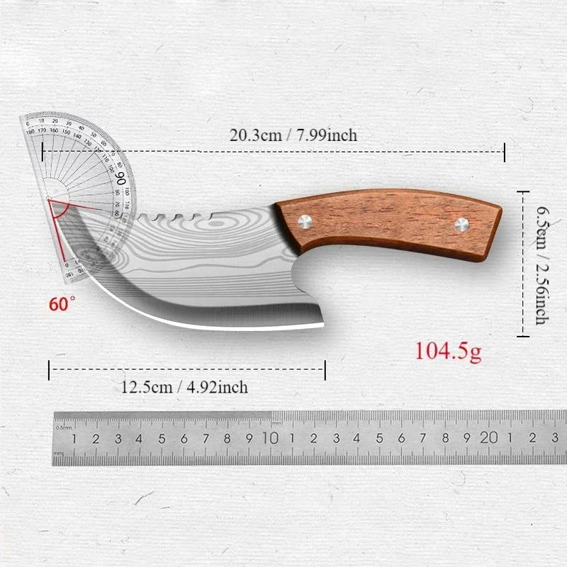 Damascus Pattern Stainless Steel Boning & Meat Cleaver Knife