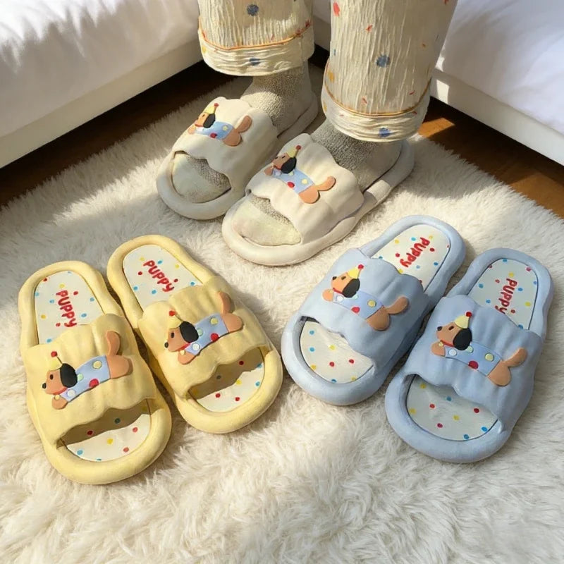 Cute Cartoon Puppy Slides – Soft Sole Summer Slippers Women