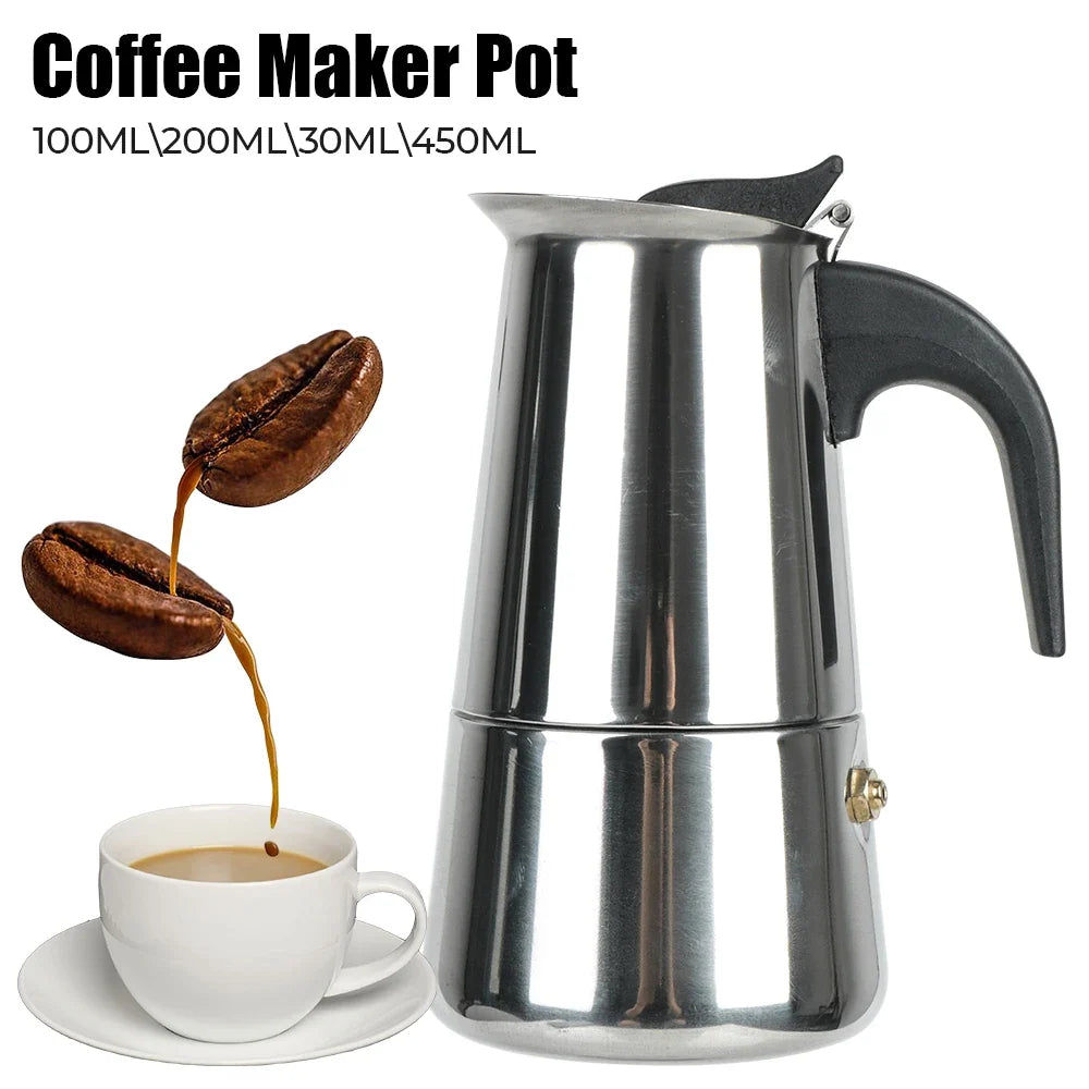 Stainless Steel Moka Pot – Stovetop Espresso Maker 2–9 Cup