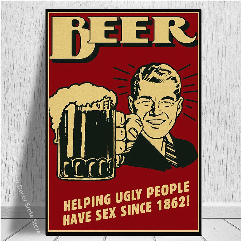 Retro Vintage Kraft Paper Poster – Bar, Beer & Coffee Wall Art