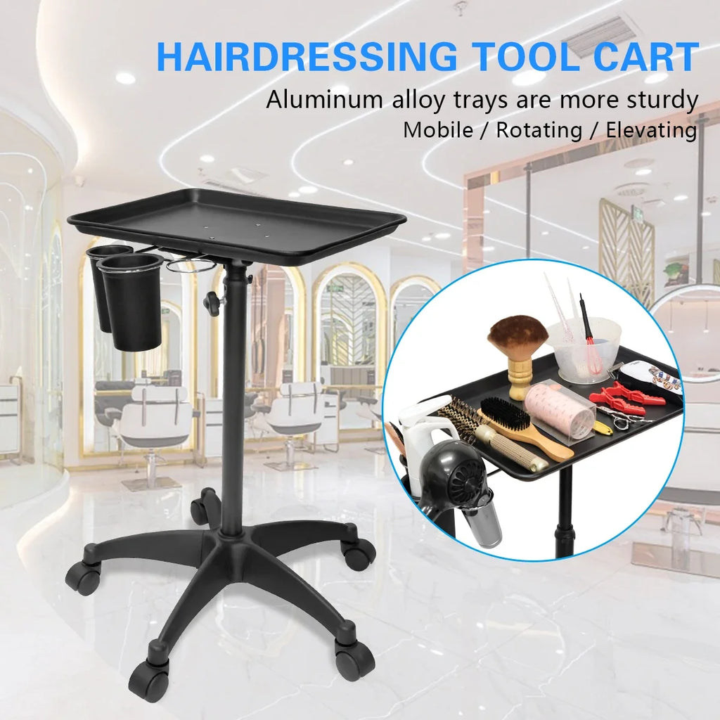 Height-Adjustable Salon Rolling Trolley Cart | Barber & Spa