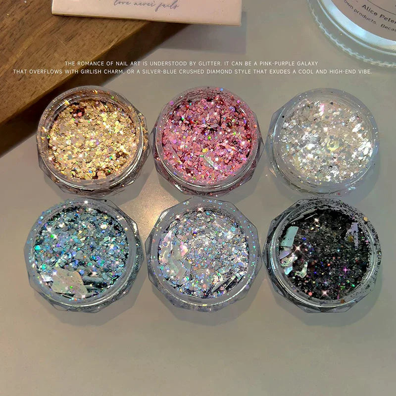 Holographic Chunky Glitter Flakes Iridescent Nail Art Sequins