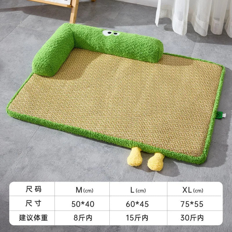 Summer Pet Cooling Mats Rattan Woven Breathable Heat Dissipating