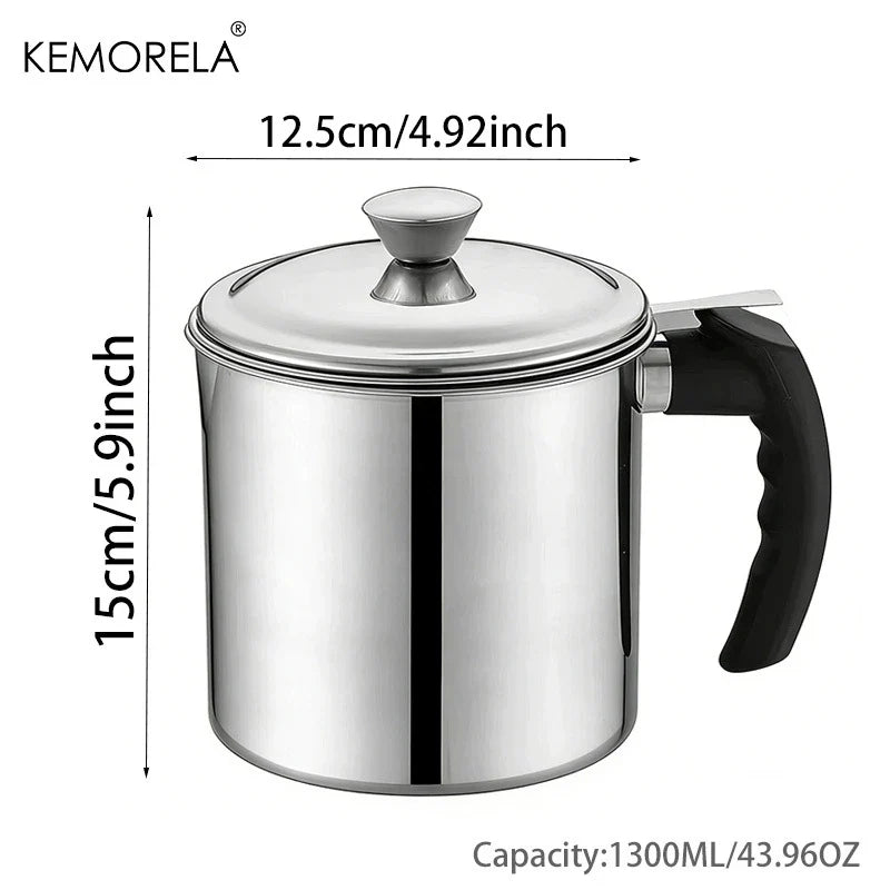 KEMORELA Stainless Steel Oil Filter Pot 1.1/1.3L with Strainer