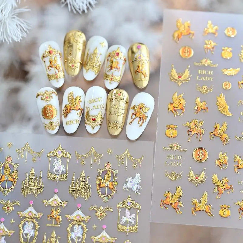 Dreamy Pony Nail Art Stickers | Cartoon Horse DIY Decals