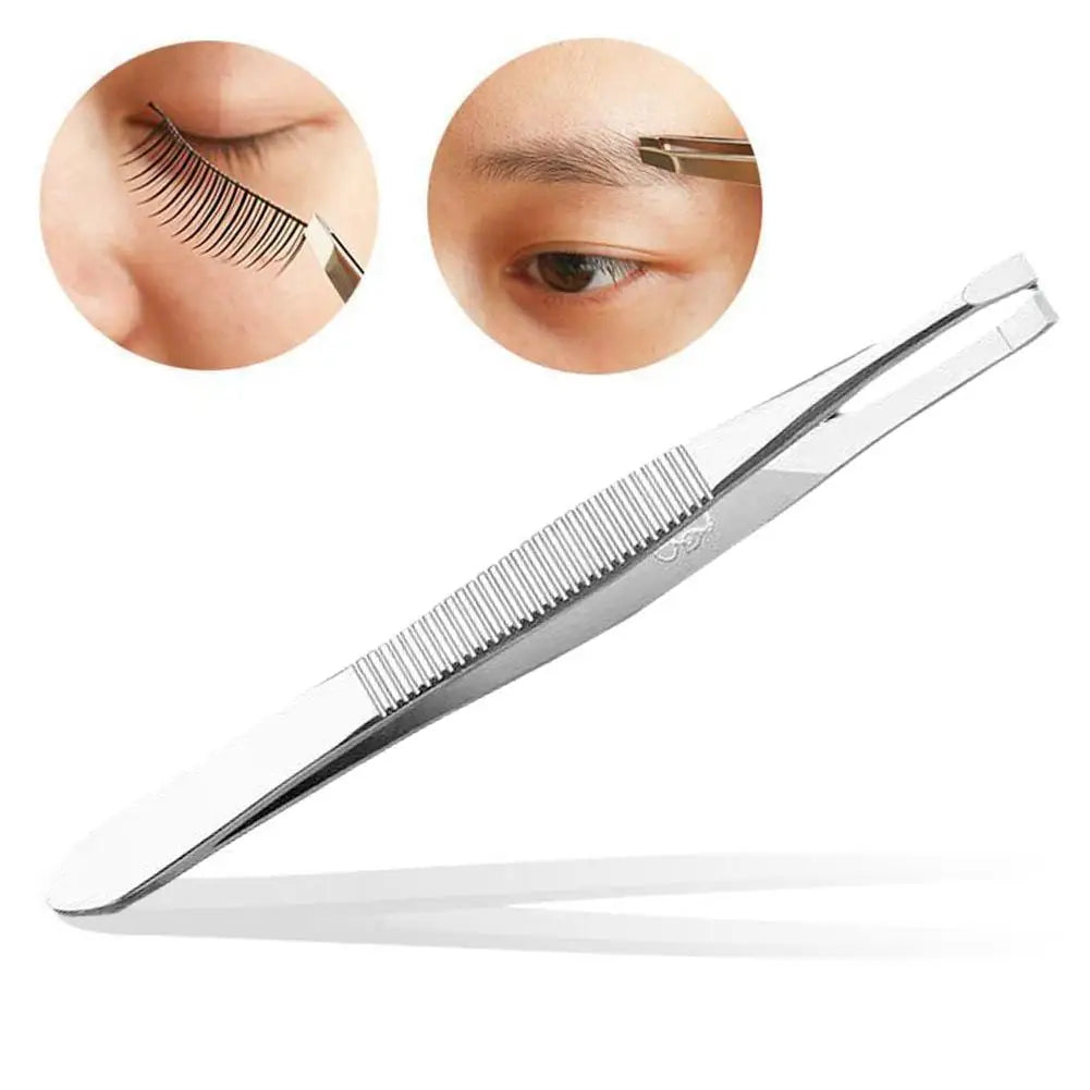 SADOER Stainless Steel Eyebrow Tweezers – Flat & Slant Tip