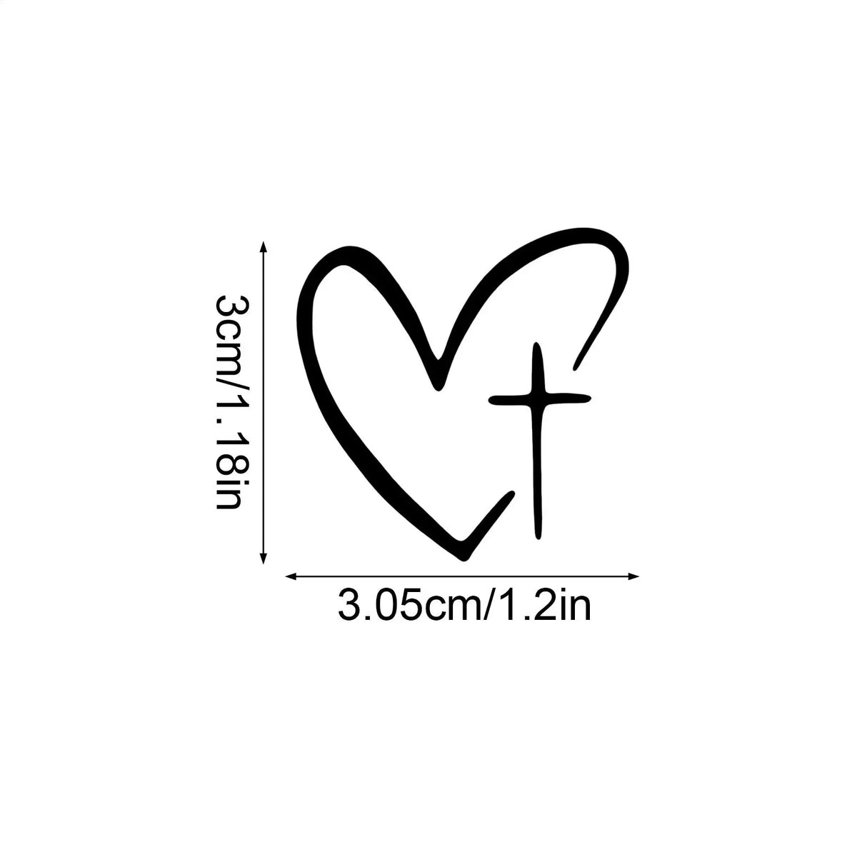 Heart Cross Car Mirror Stickers – Waterproof Decals 2-Pack