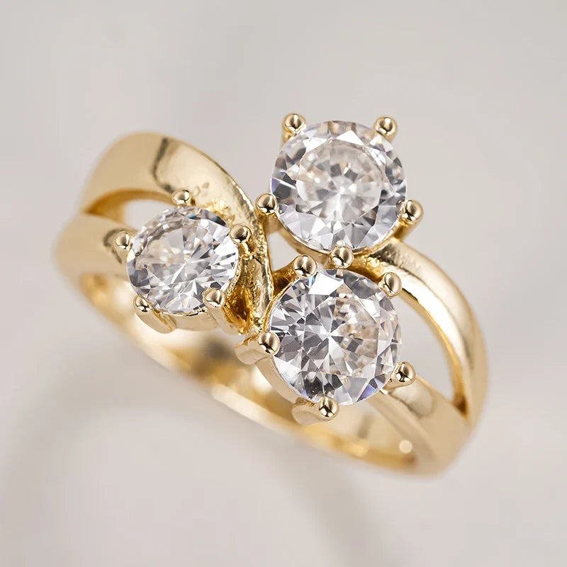 Huitan Triple CZ Ring for Women – Wedding & Engagement Jewelry