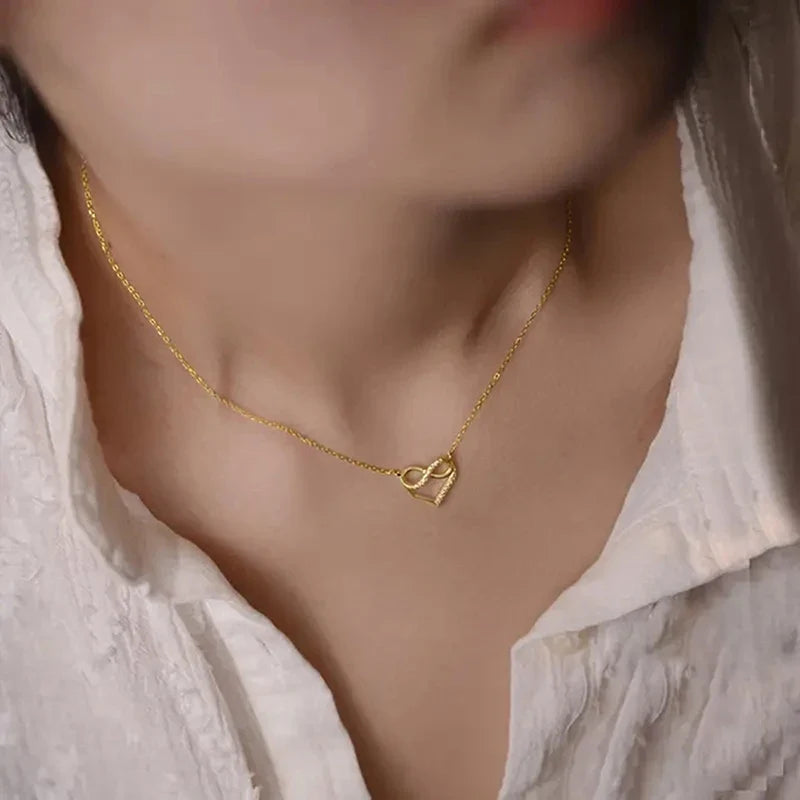 Huitan Heart Pendant Necklace – Silver & Gold | Women's Jewelry