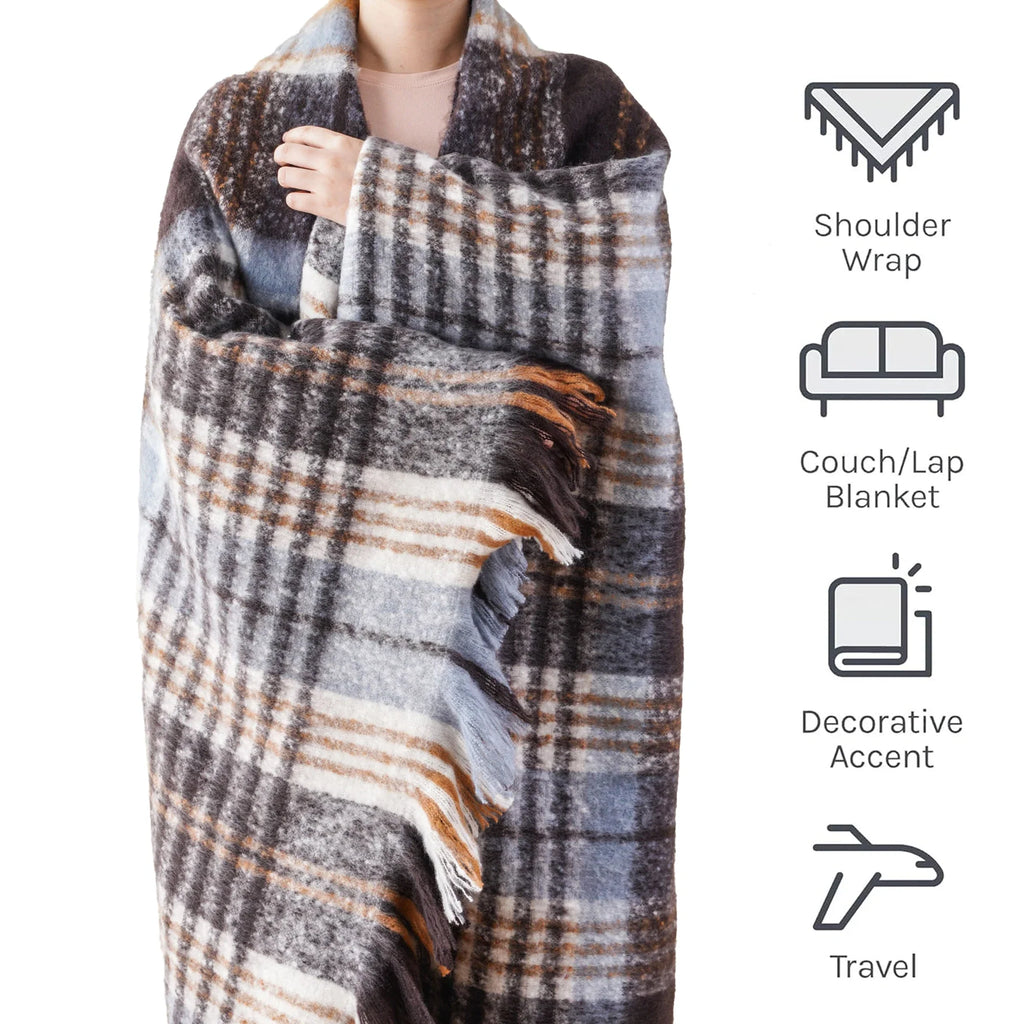Battilo Plaid Throw Blanket | Soft Tartan Sofa Throw