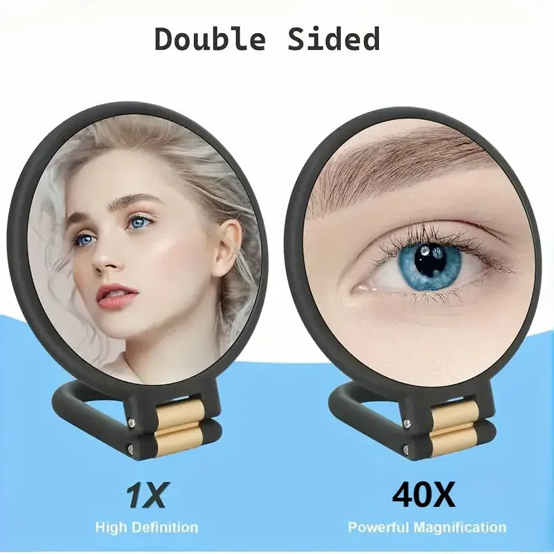 40X Magnifying Dual-Sided Makeup Mirror with Stand & Travel Case