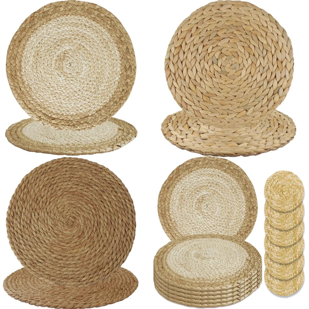 Pot Mats Round Handwoven Rattan Placemats Natural Straw Braided Heat