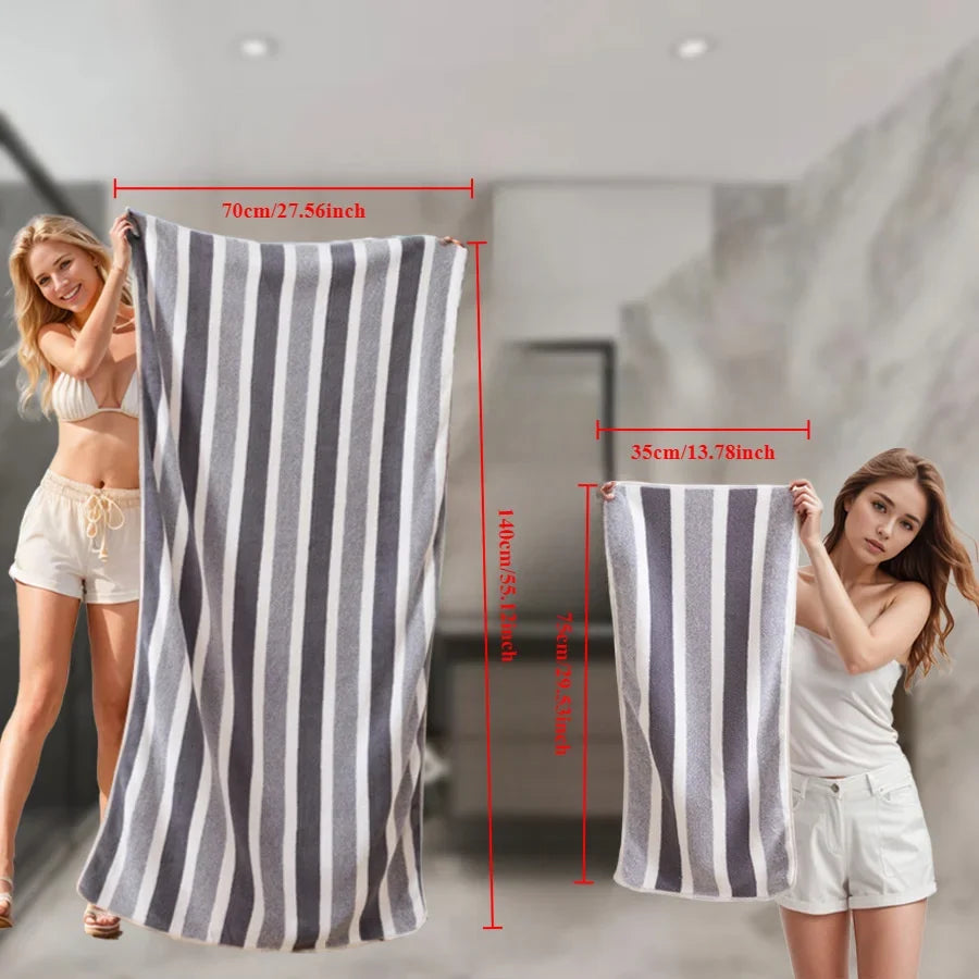 Quick-drying Striped Towel Soft Absorbent Bathroom Experience Bath