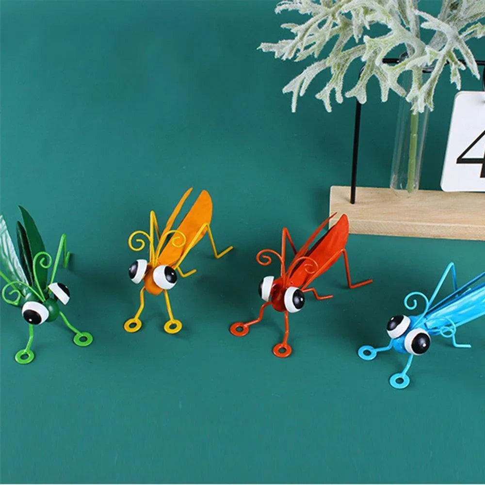Colorful Metal Grasshopper Garden Sculpture & Outdoor Wall Art