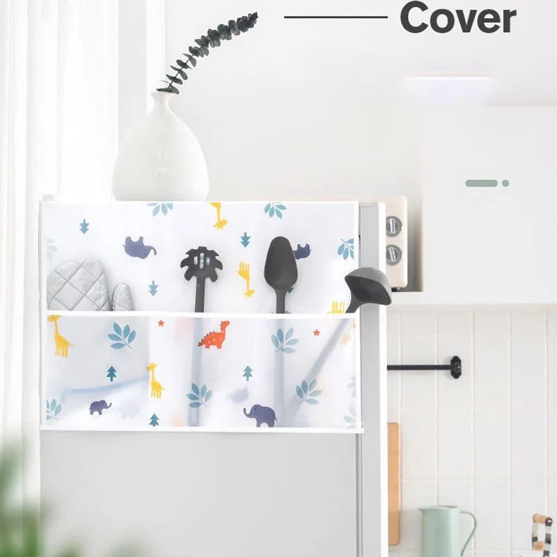 Refrigerator Dust Cover with Pockets | Green Leaf Fabric