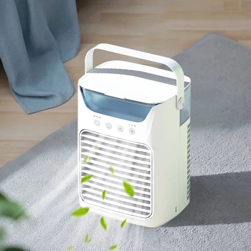Portable Desktop Air Cooler Fan – 600ml Tank, RGB, Timer