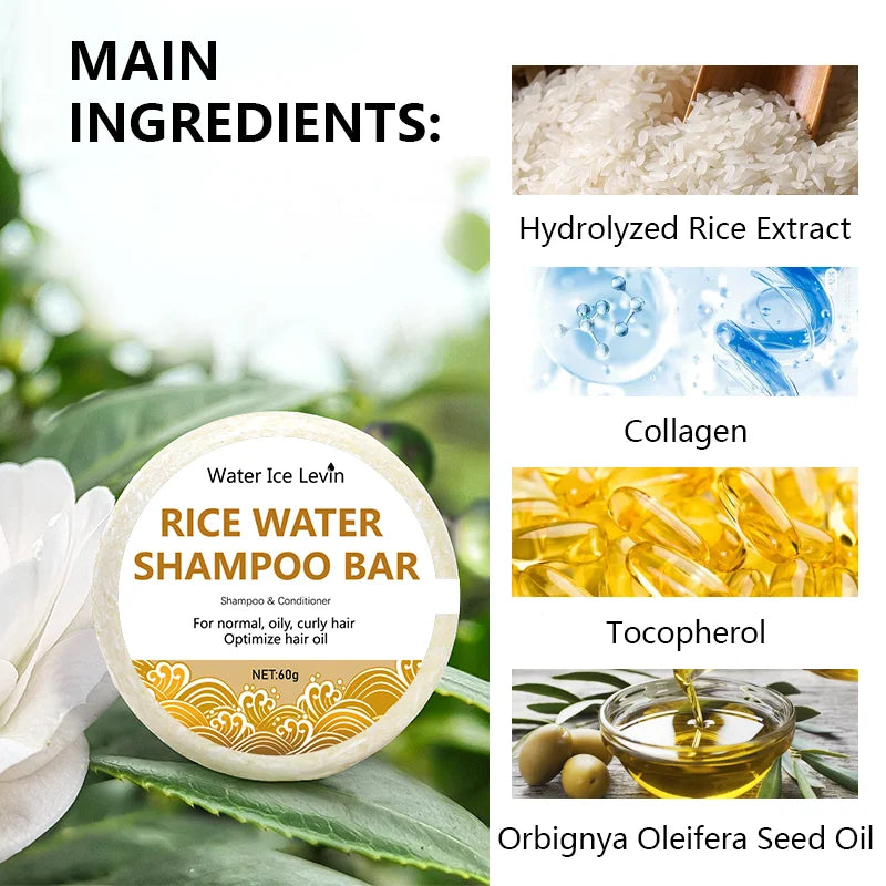 Organic Rice Water Shampoo Soap Bar – Nourishing Hair Care 60g