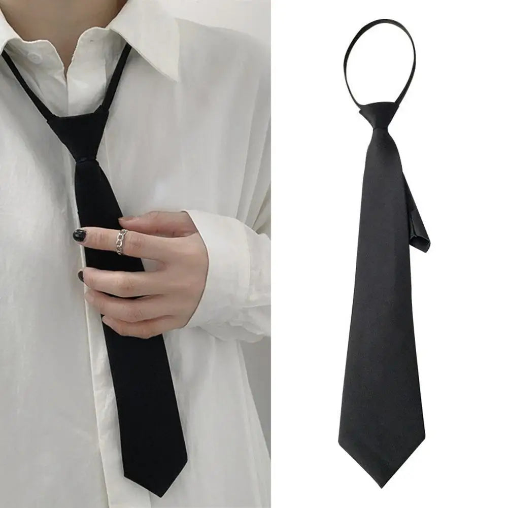 Unisex Black Clip-On Tie | Matte Polyester Necktie Men & Women